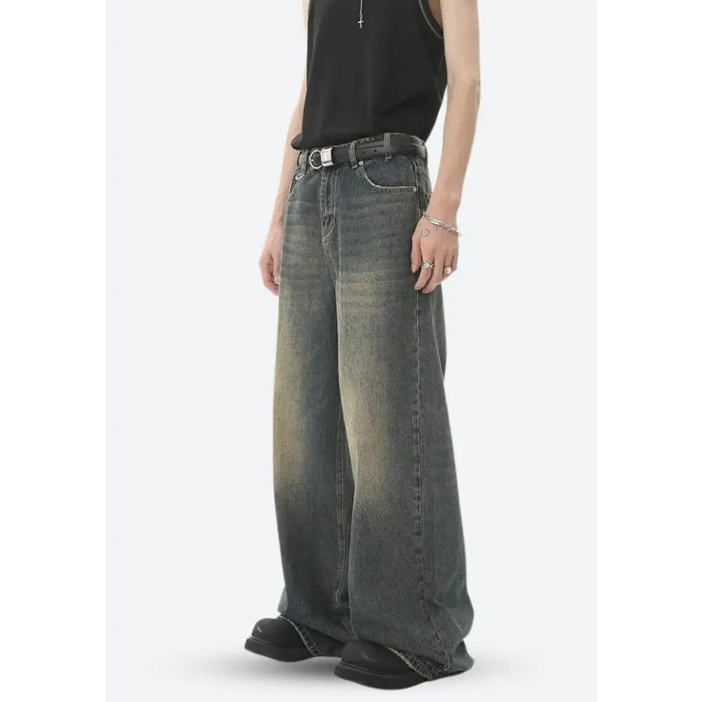 Wide leg denim trousers for a y2k grunge inspired look