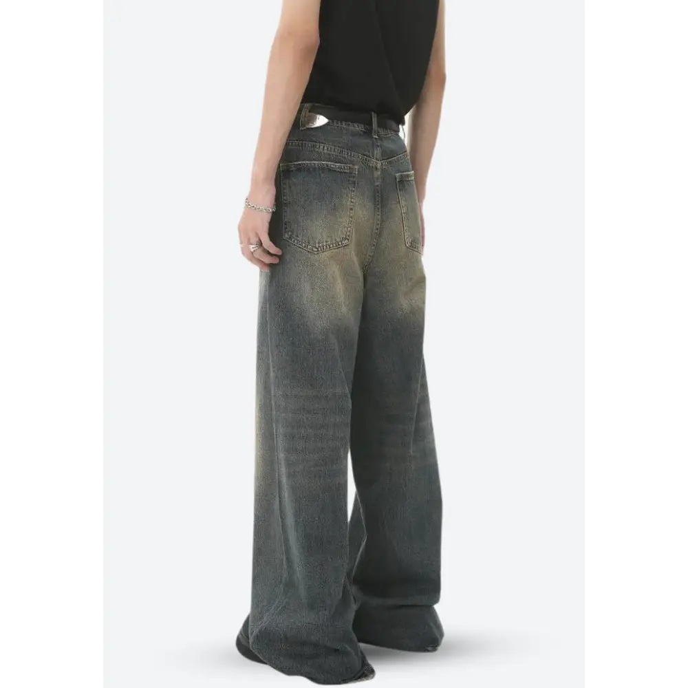 Grunge wide leg denim jeans