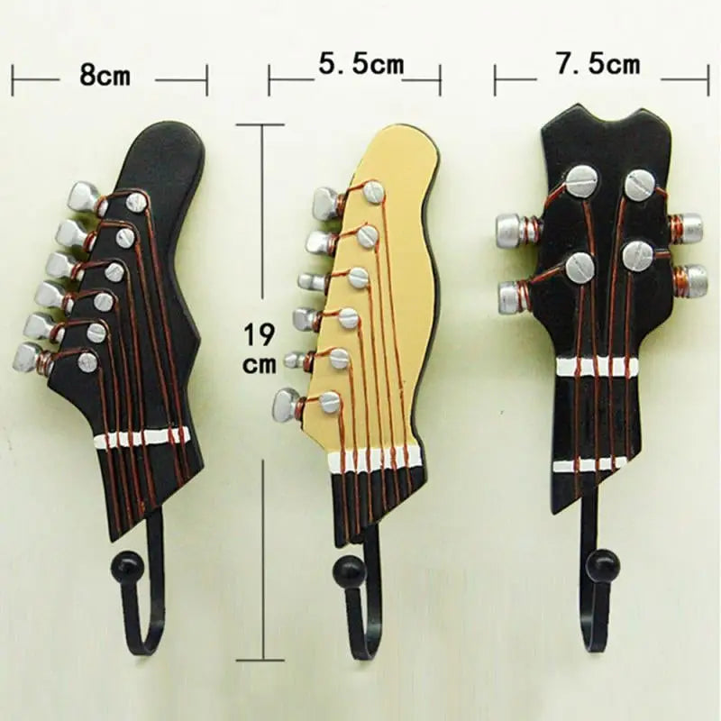 Set of 3 unique guitar hook hangers for stylish wall decor