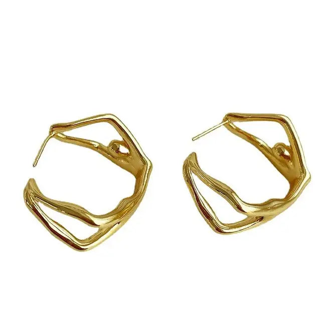 Y2k gymnast hoop earrings for a stylish aesthetic outfit - standart / gold - earrings