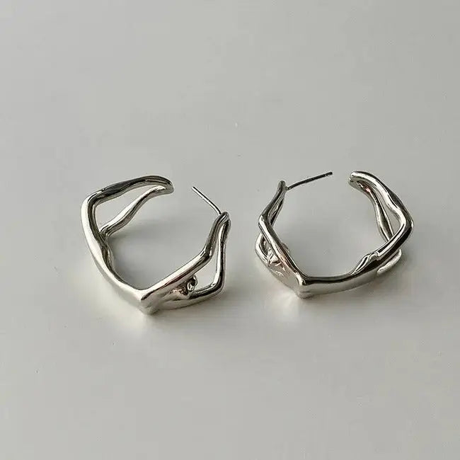 Y2k gymnast hoop earrings for a stylish aesthetic outfit - standart / silver - earrings