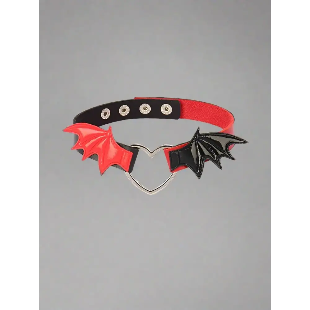 Y2k moon pattern choker necklace for unisex party style - red-black