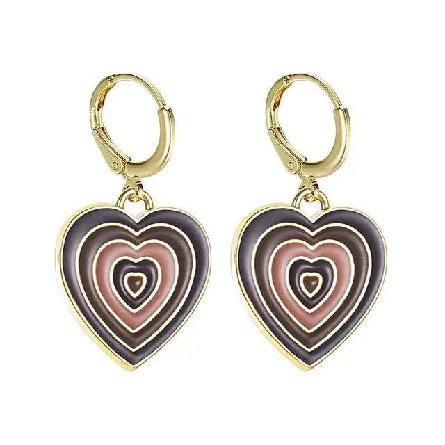 Y2k heart earrings to elevate your accessory collection - standart / brown - earrings