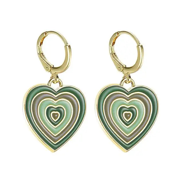 Y2k heart earrings to elevate your accessory collection - standart / green - earrings