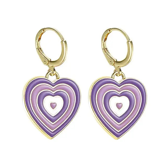 Y2k heart earrings to elevate your accessory collection - standart / purple - earrings