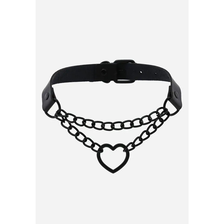 Y2k style choker necklace in zinc alloy and pu leather