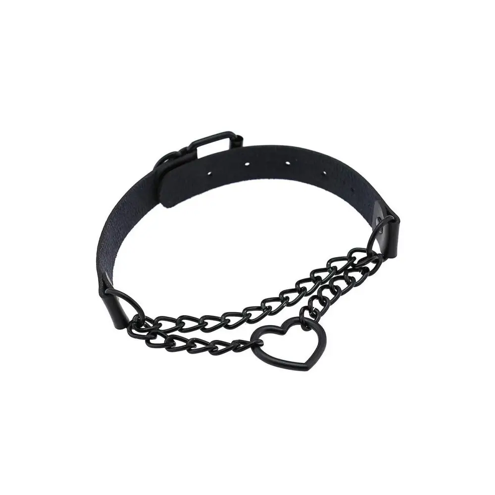 Y2k style choker necklace in zinc alloy and pu leather