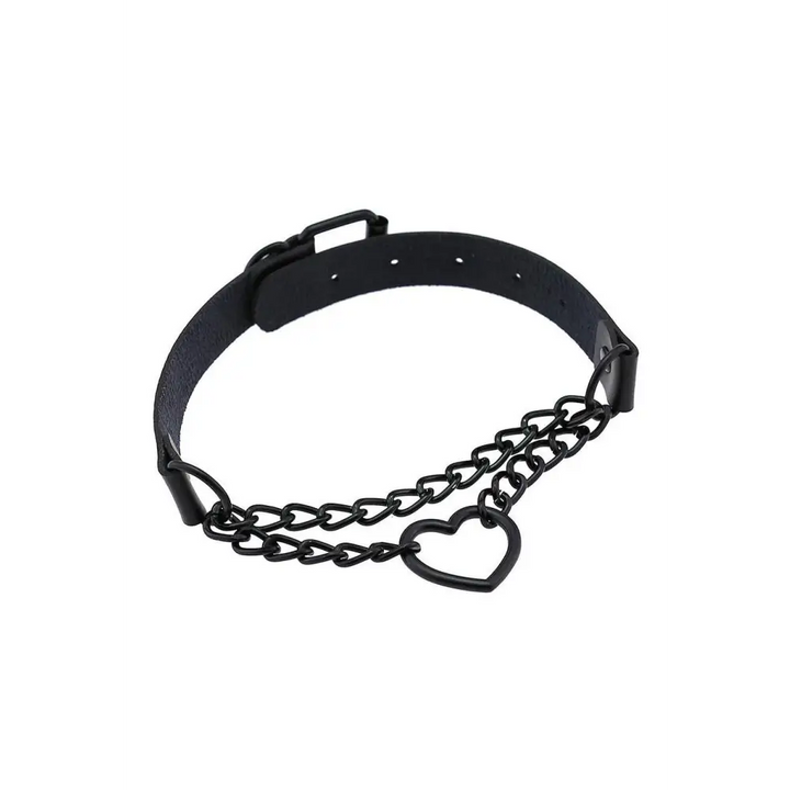 Y2k style choker necklace in zinc alloy and pu leather