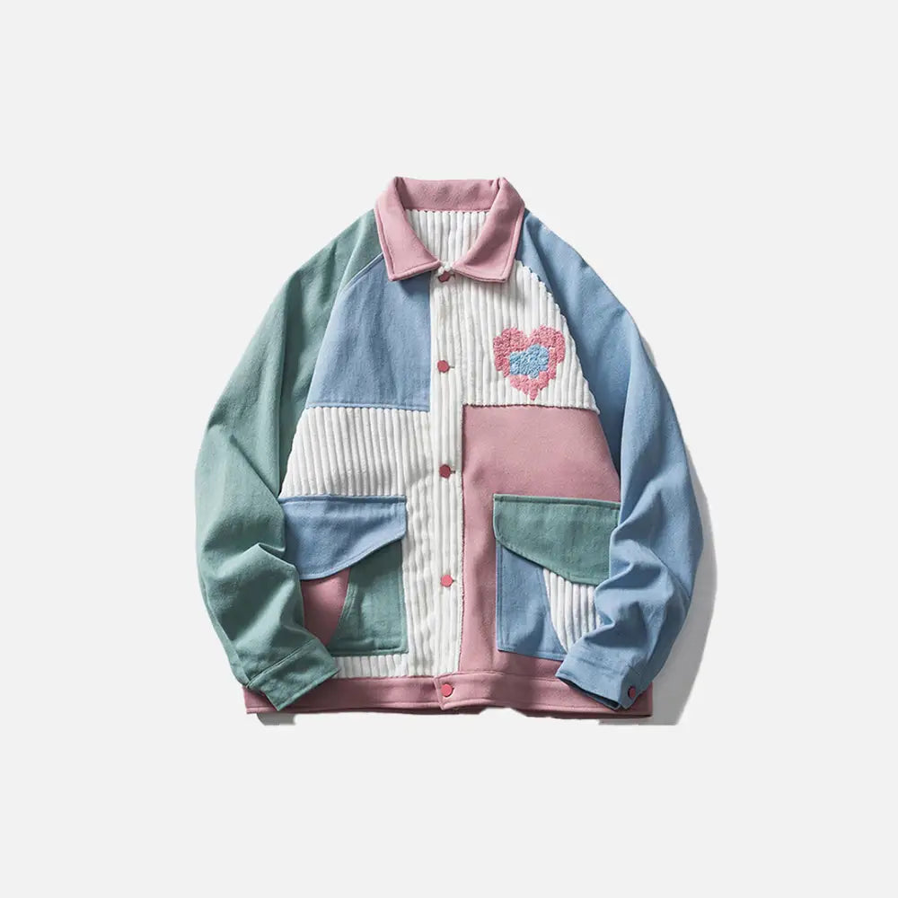 Heart corduroy jacket y2k - multi-color / m - jackets
