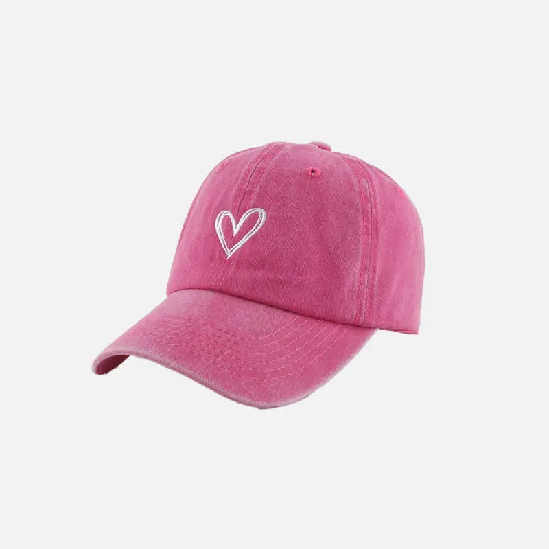 Heart embroidery cap y2k - rose / head size 55-60cm - caps