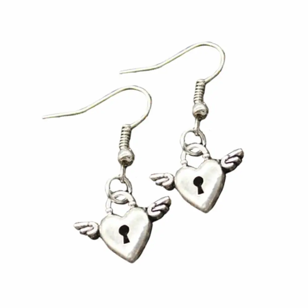 Heart lock earrings - standart / silver - earrings