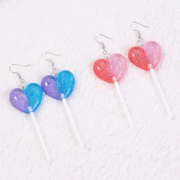 Heart lollipop earrings - earrings