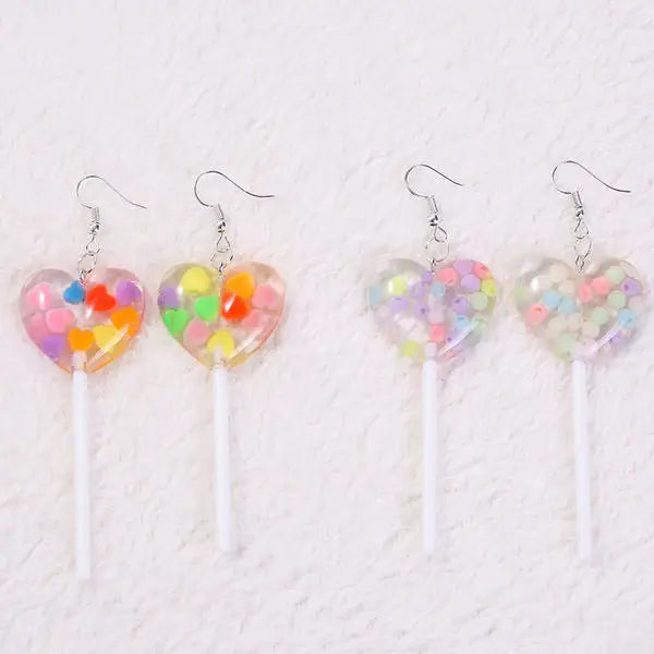 Heart lollipop earrings - earrings