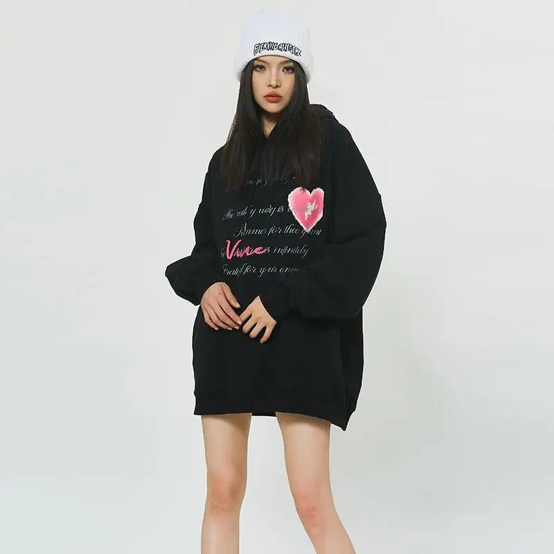 Heart poetry graphic print hoodie y2k - hoodies