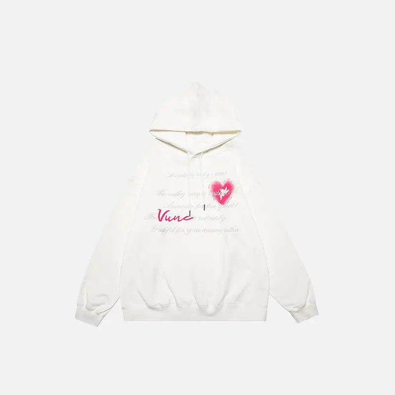 Heart poetry graphic print hoodie y2k - white / m - hoodies