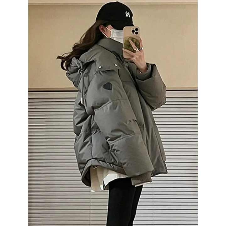 Heart women’s puffer jacket y2k - gray / s - jackets