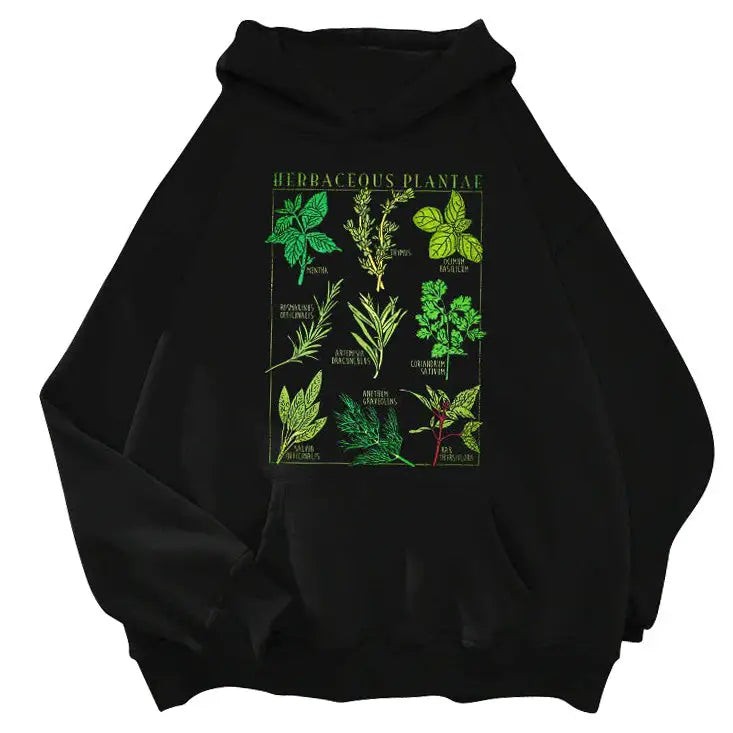 Herbaceous plantae oversized hoodie for a y2k aesthetic