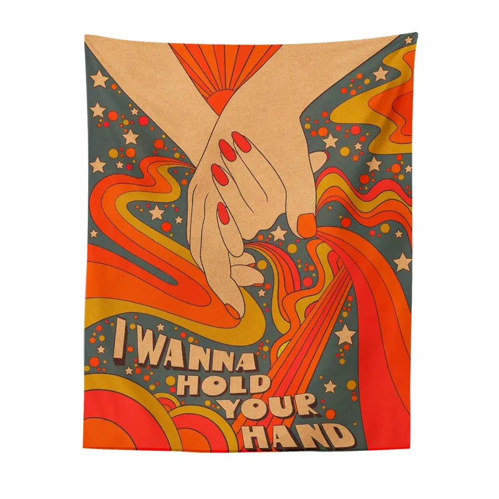 Holding hands tapestry for vintage indie aesthetic decor - 95x73 cm / 37.4x28.7