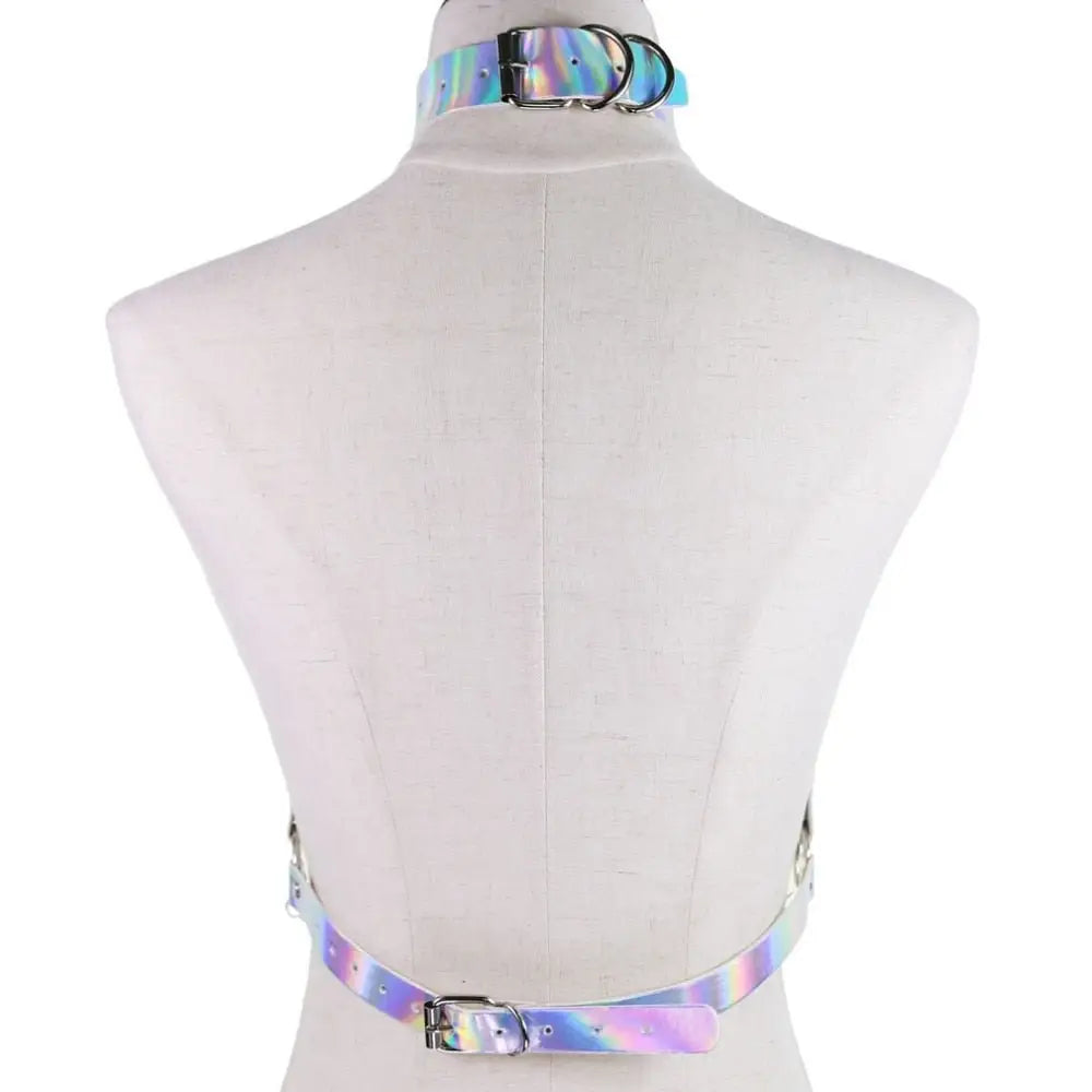 Holographic body chain harness for rave and edm events - jewelry