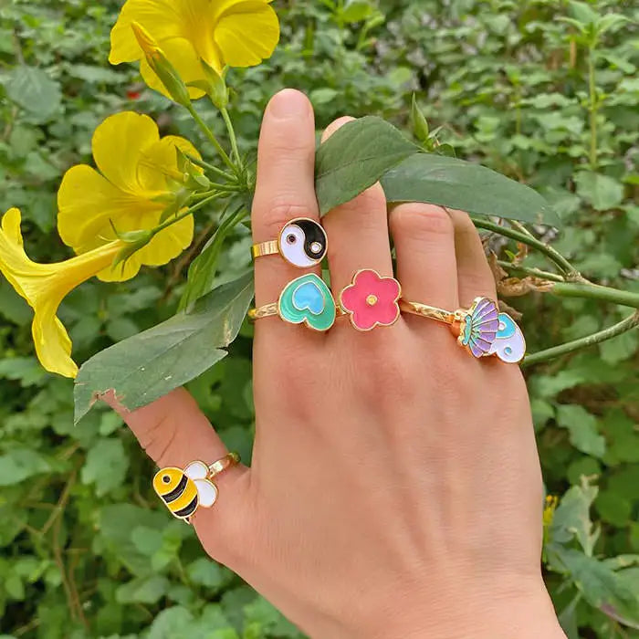 Y2k honey bee fidget ring with free spinning design - ring