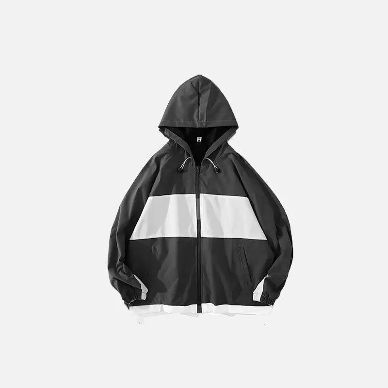 Hooded spring windbreaker jacket y2k - black / m - jackets