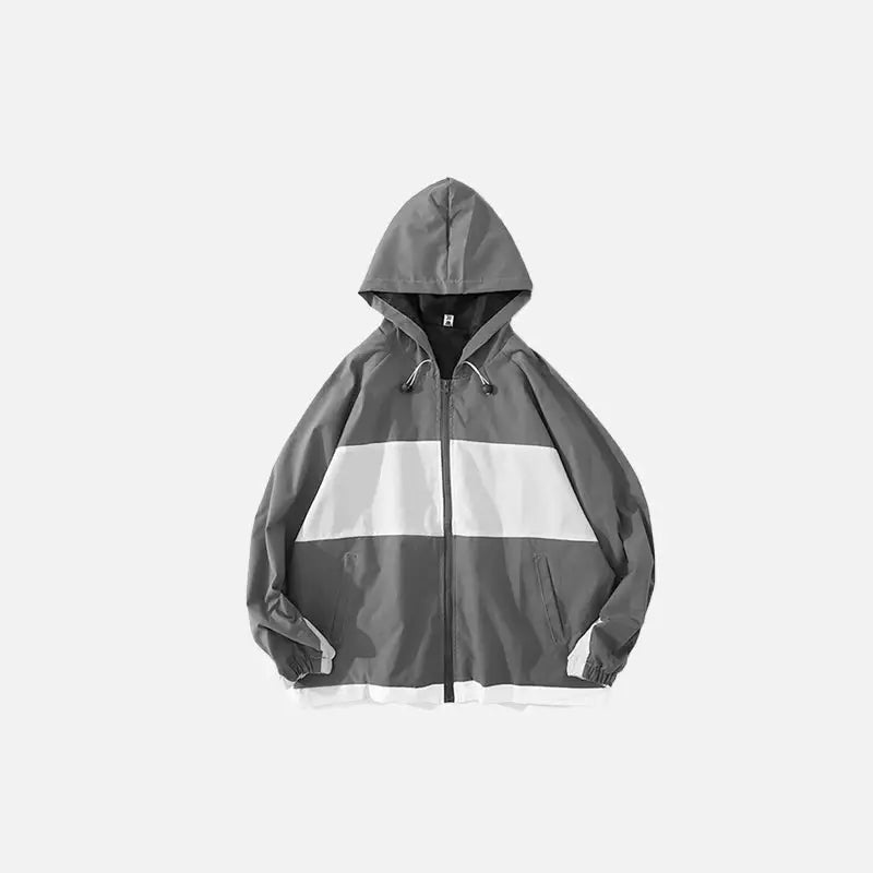 Hooded spring windbreaker jacket y2k - gray / m - jackets