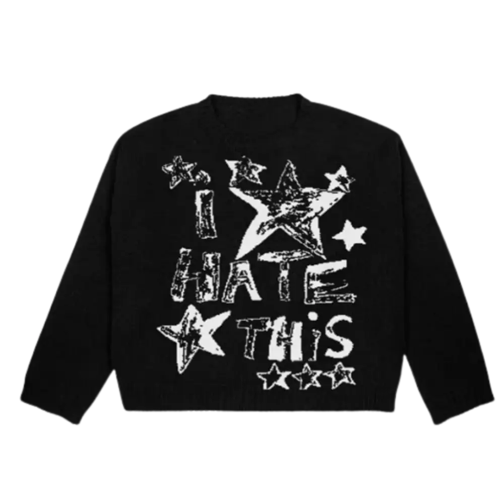 I hate this y2k heavy 400gsm sweater - washed black / m