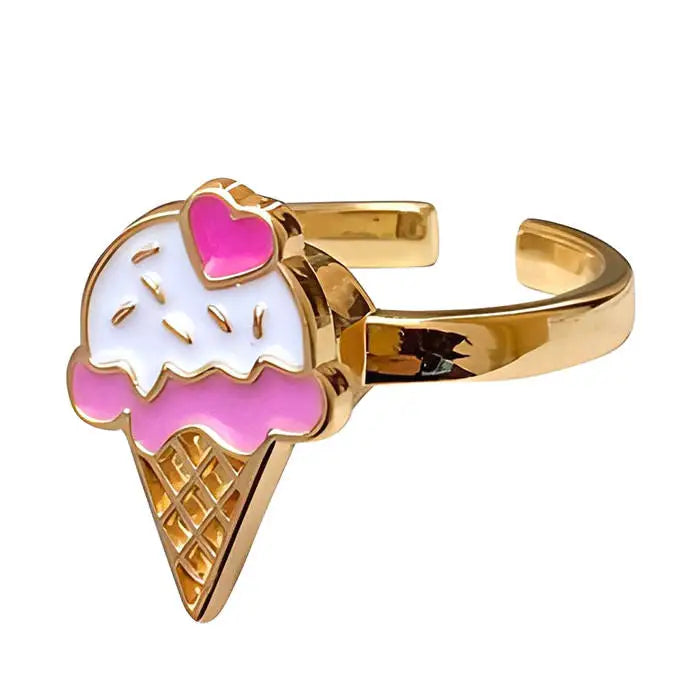 Y2k ice cream spin ring for aesthetic relaxation and focus - pink - ring