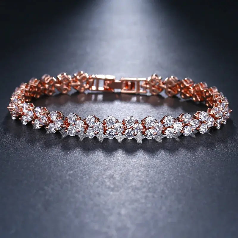 Iced crystal zirconia bracelets y2k - rose gold color