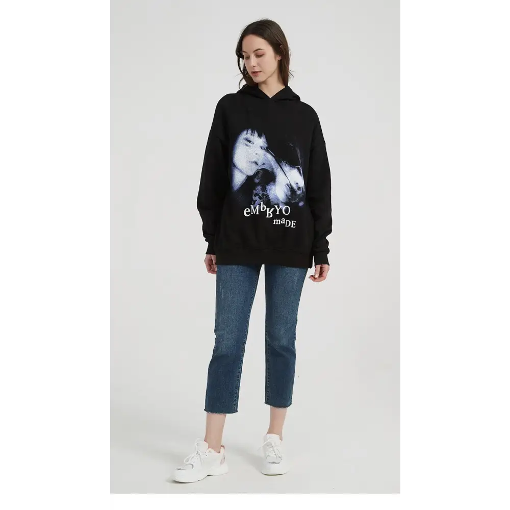 Illusion girl letter print hoodie y2k - hoodie