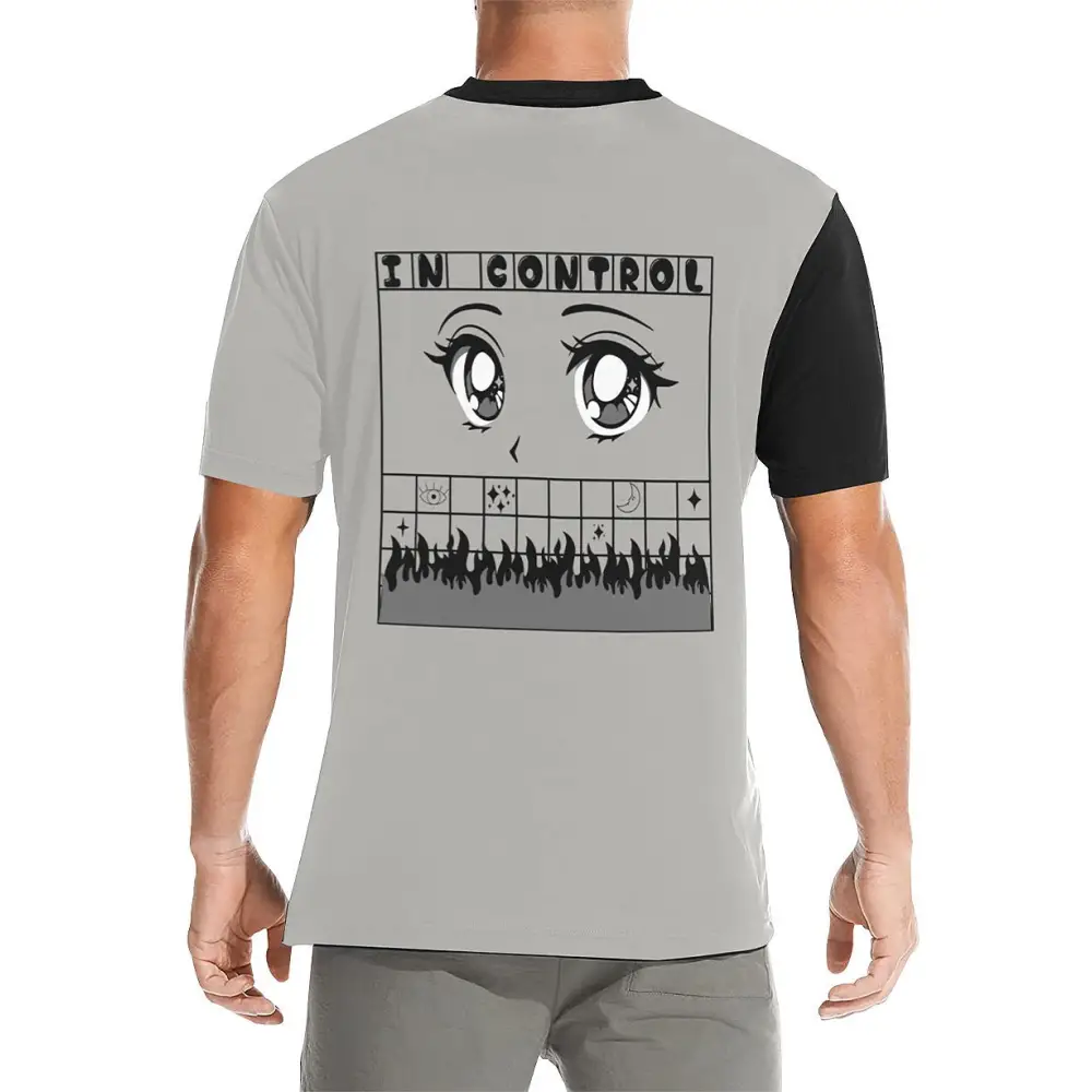 In control anime crew neck t-shirt - s / grey - men’s (t40-2)