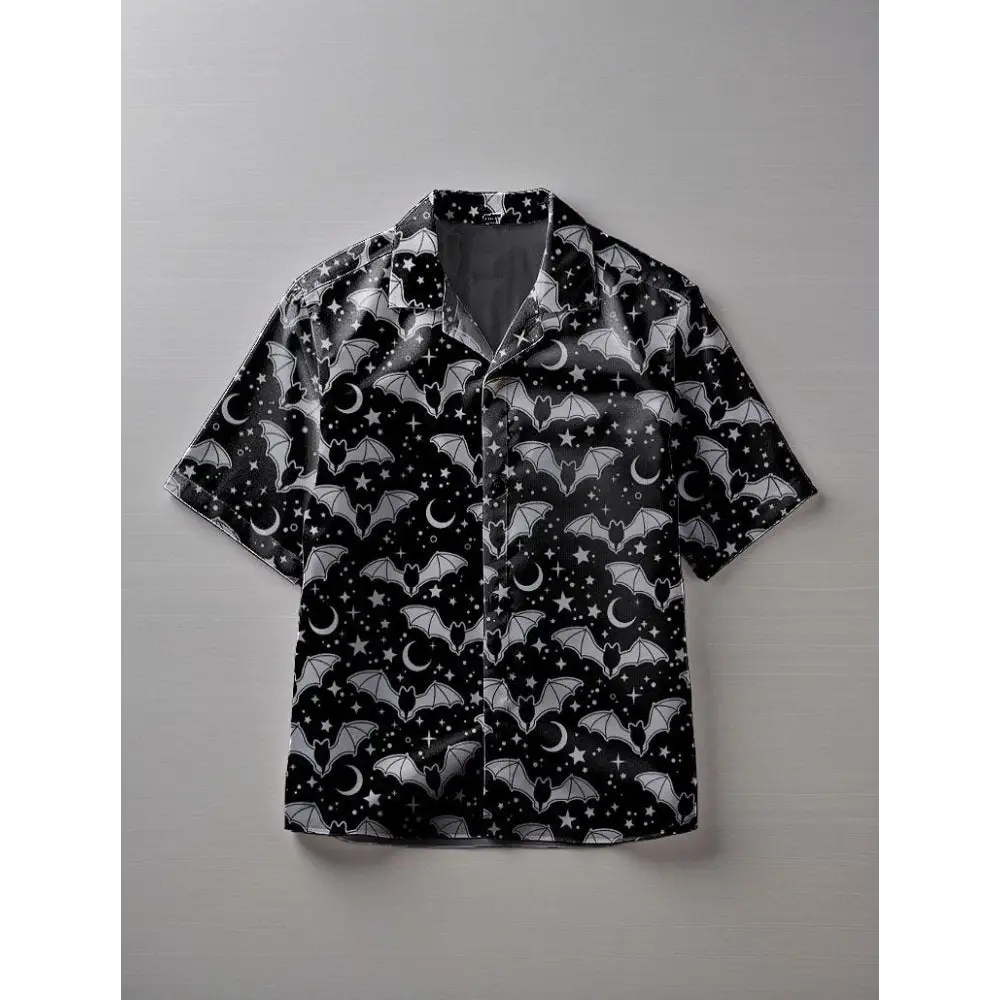 Gothic elegance shirt with notch lapel collar and short sleeves - hawaiian shirt-merged design (model t58)