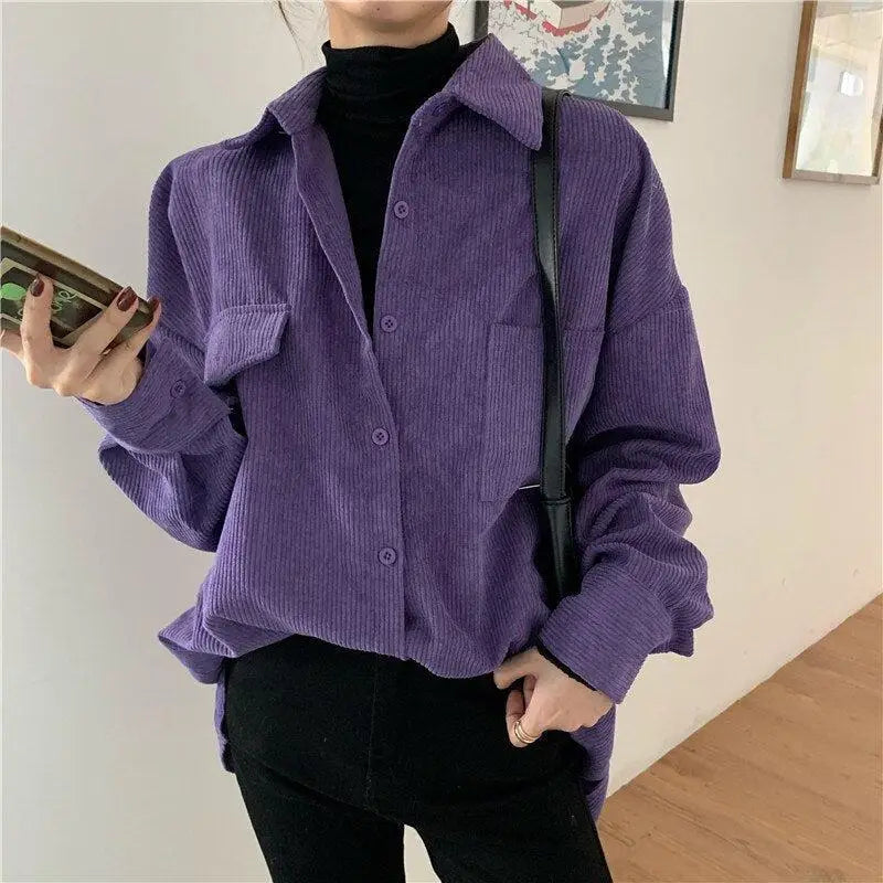 Indie purple corduroy casual shirt - s