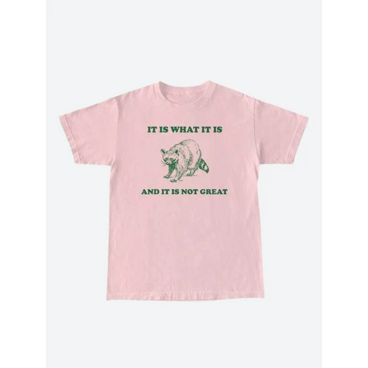 Candid raccoon graphic tee for a y2k-inspired look - pink / s