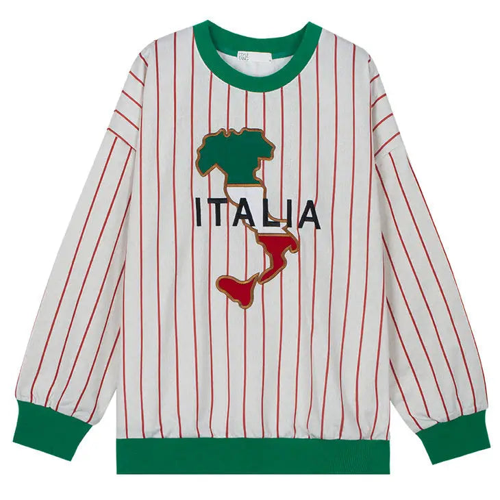 Italia striped vintage sweatshirt in y2k style - sweatshirts