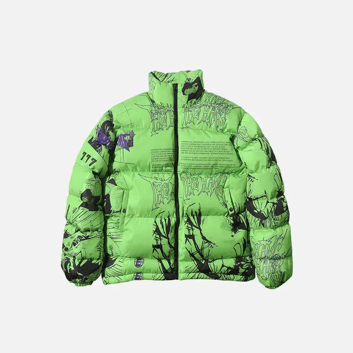 Japanese street puffer jacket y2k - green / m - jackets