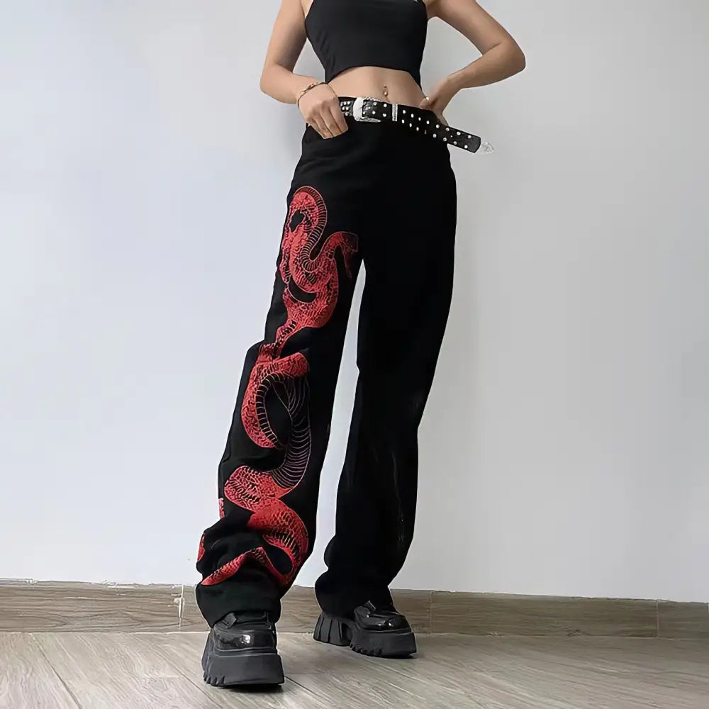 Jean dragon y2k streetwear unisexe - style unique