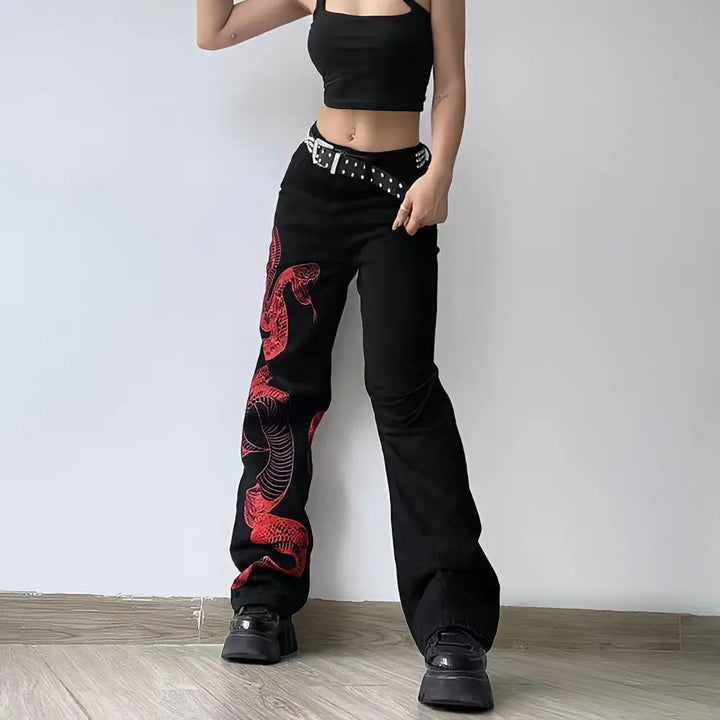 Jean dragon y2k streetwear unisexe - style unique