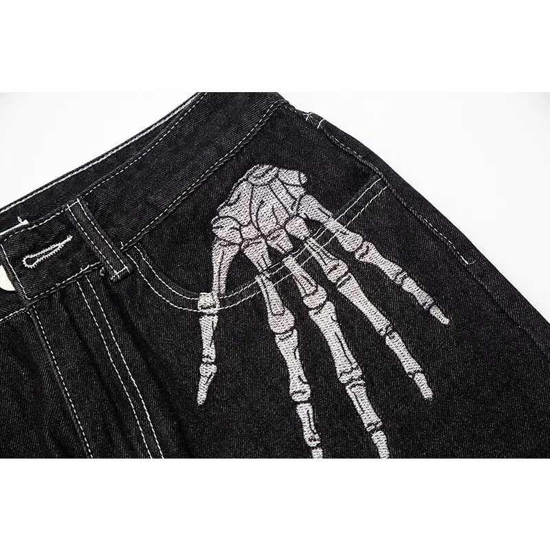 Jean squelette y2k pour look streetwear gothique