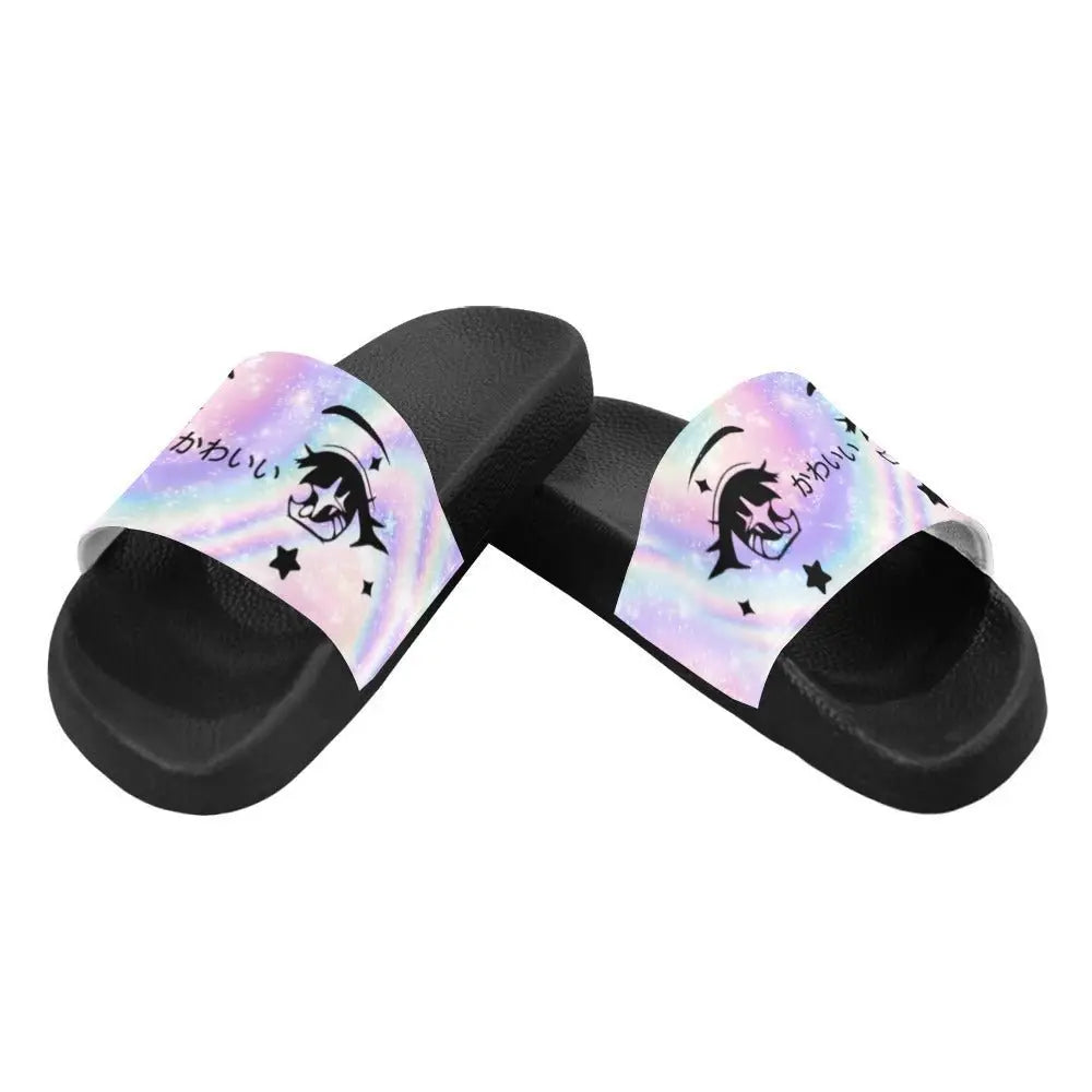 Kawaii anime eyes women’s slide sandals for comfort and style - (057)