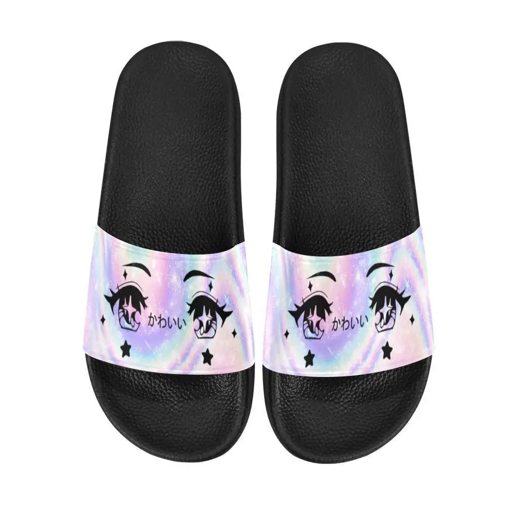 Kawaii anime eyes women’s slide sandals for comfort and style - us6 - (057)