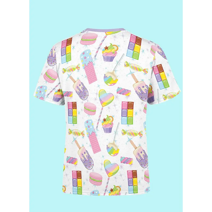 Y2k all over print unisex t-shirt in soft polyester spandex blend - t-shirt