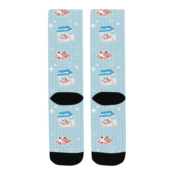 Kawaii cow socks for comfortable all-season style - one size - men’s custom