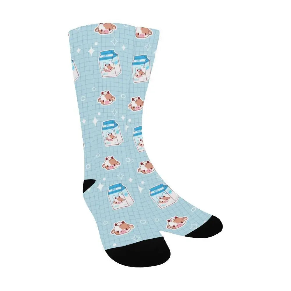 Kawaii cow socks for comfortable all-season style - one size - men’s custom