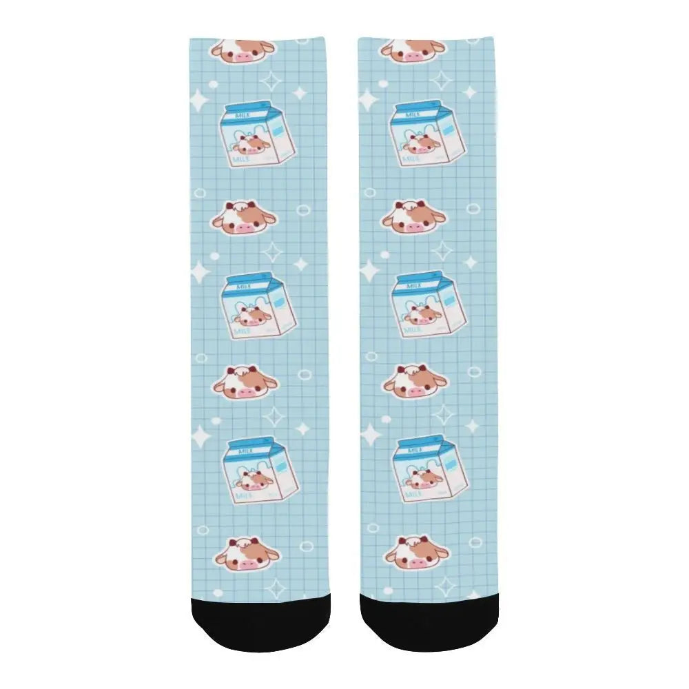 Kawaii cow socks for comfortable all-season style - one size - men’s custom