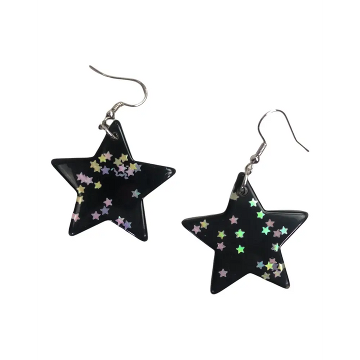 Kawaii magic star earrings handmade acrylic jewelry - black