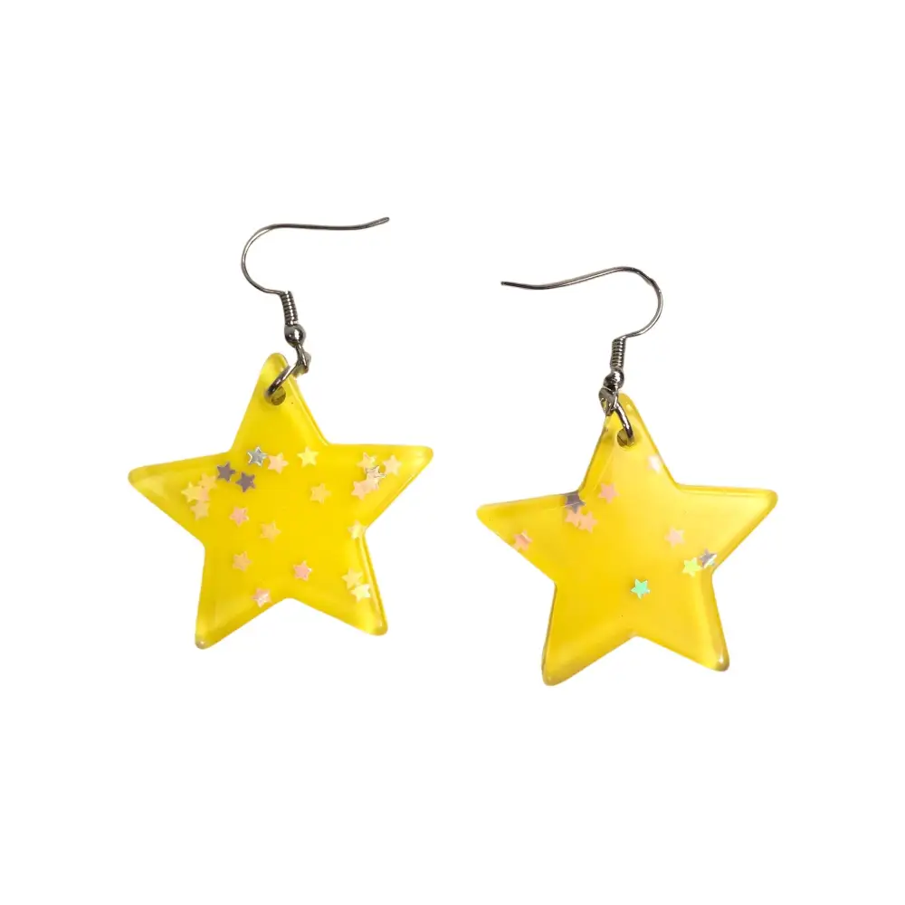 Kawaii magic star earrings handmade acrylic jewelry - yellow