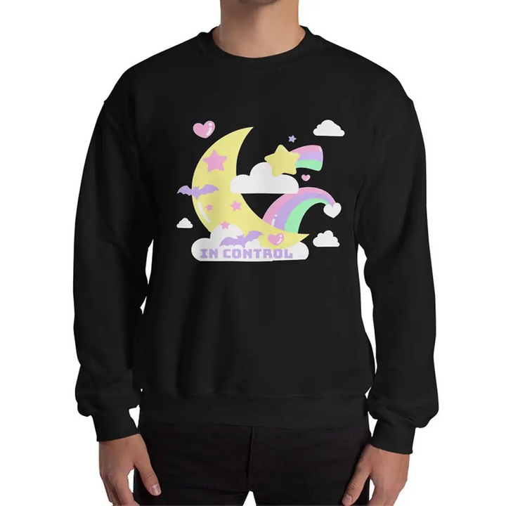 Kawaii aesthetic classic fit sweatshirt with air-jet spun yarn - black / s