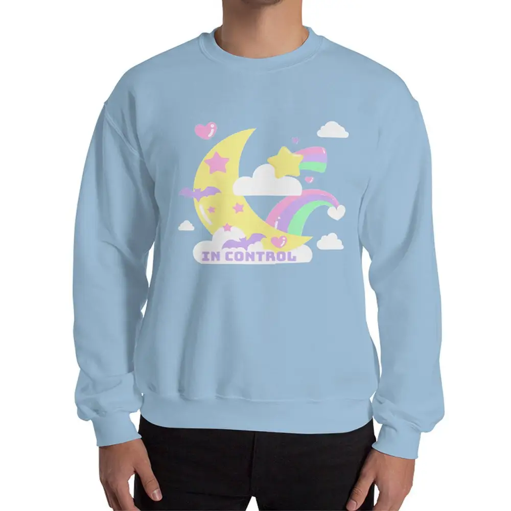 Kawaii aesthetic classic fit sweatshirt with air-jet spun yarn - light blue / s