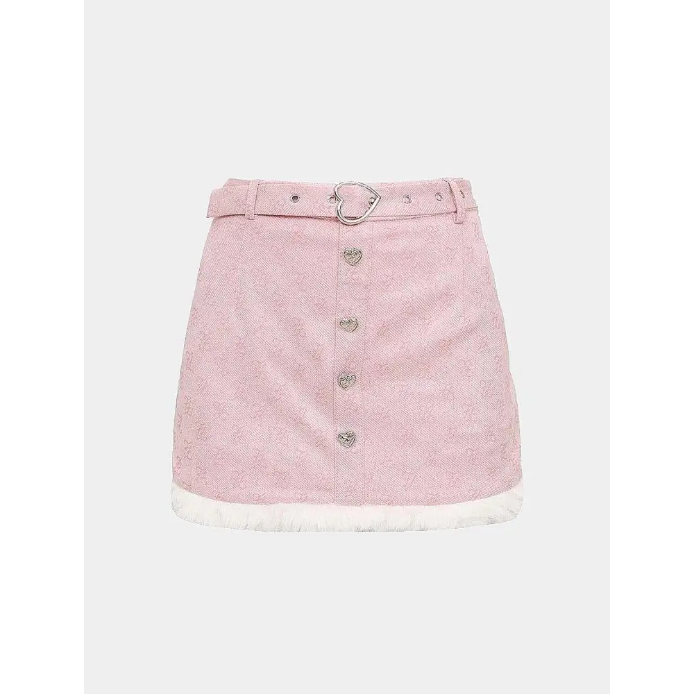 Y2k inspired mini skirt with full zip closure in polyester - l / pink overskirt